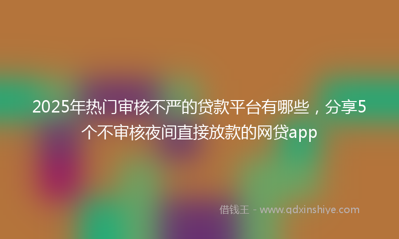 2025年热门审核不严的贷款平台有哪些，分享5个不审核夜间直接放款的网贷app