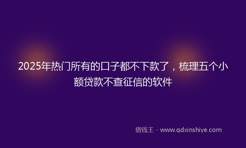 2025年热门所有的口子都不下款了，梳理五个小额贷款不查征信的软件