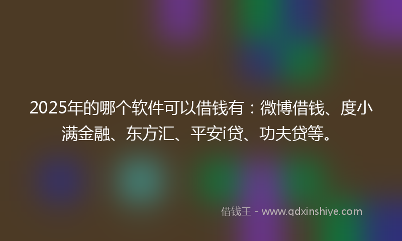 2025年的哪个软件可以借钱有：微博借钱、度小满金融、东方汇、平安i贷、功夫贷等。