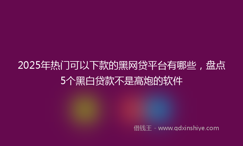 2025年热门可以下款的黑网贷平台有哪些，盘点5个黑白贷款不是高炮的软件