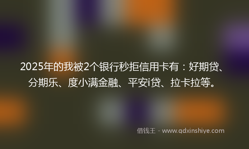 2025年的我被2个银行秒拒信用卡有：好期贷、分期乐、度小满金融、平安i贷、拉卡拉等。
