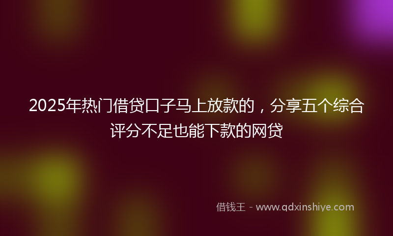 2025年热门借贷口子马上放款的，分享五个综合评分不足也能下款的网贷