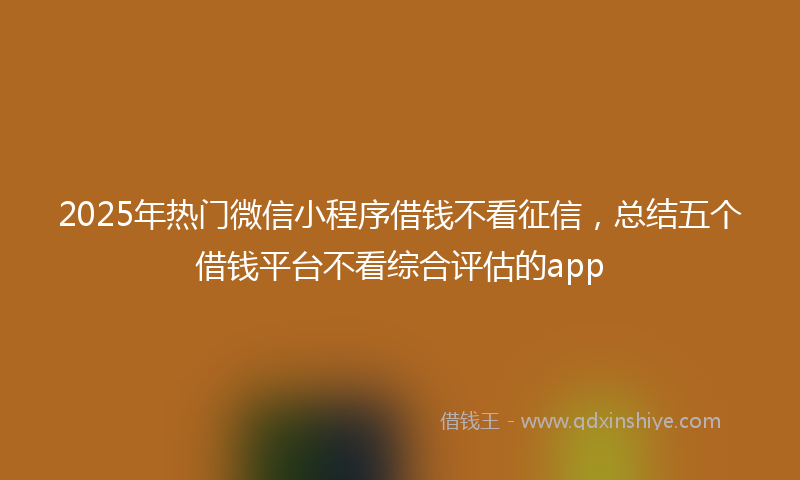 2025年热门微信小程序借钱不看征信，总结五个借钱平台不看综合评估的app