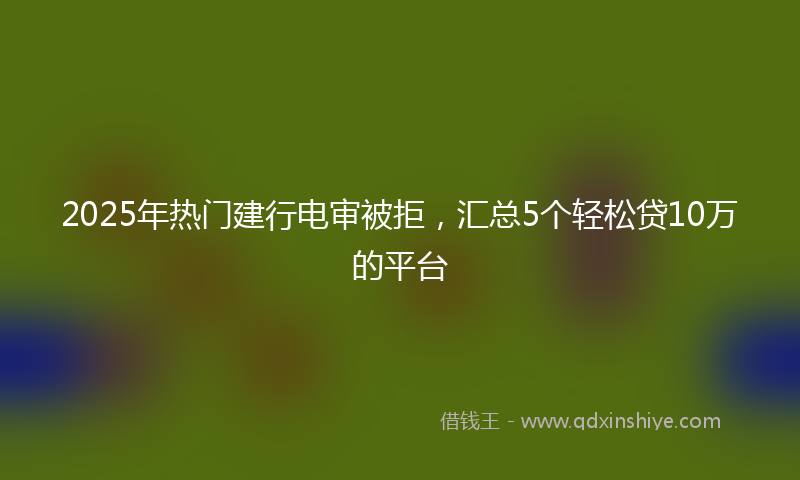 2025年热门建行电审被拒，汇总5个轻松贷10万的平台