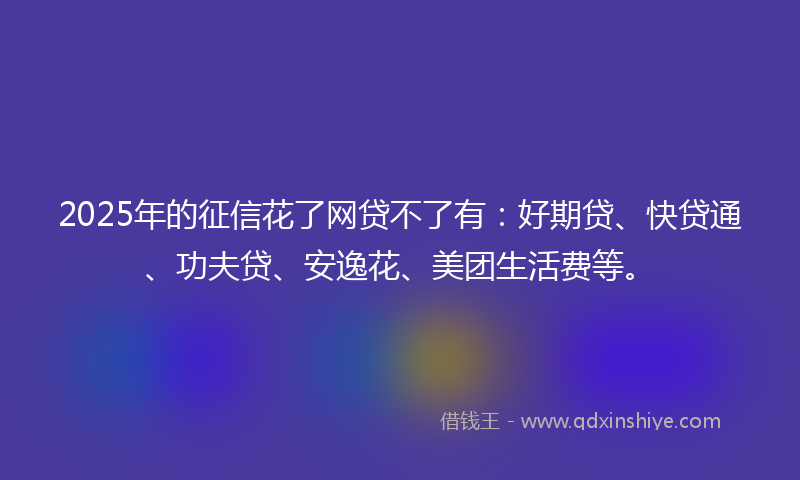 2025年的征信花了网贷不了有：好期贷、快贷通、功夫贷、安逸花、美团生活费等。