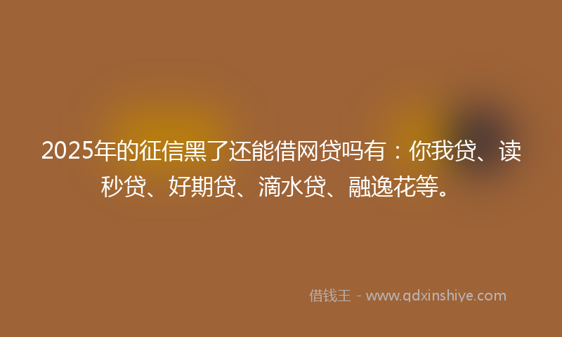 2025年的征信黑了还能借网贷吗有：你我贷、读秒贷、好期贷、滴水贷、融逸花等。