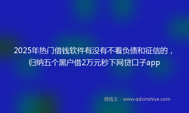 2025年热门借钱软件有没有不看负债和征信的，归纳五个黑户借2万元秒下网贷口子app