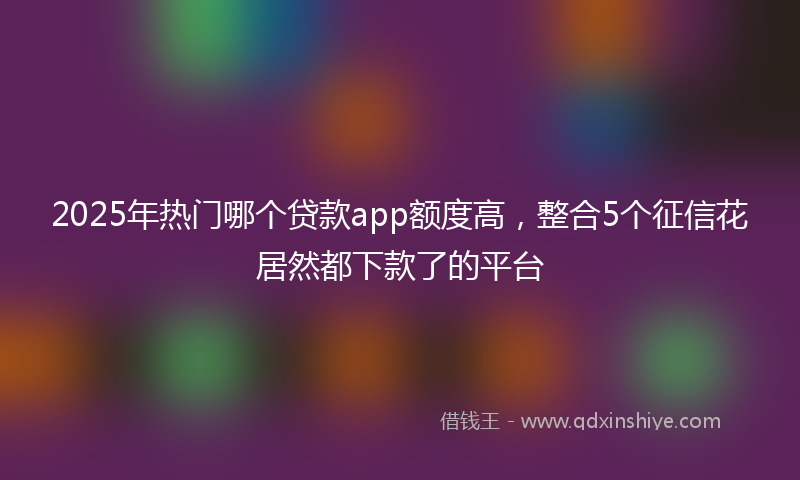 2025年热门哪个贷款app额度高，整合5个征信花居然都下款了的平台