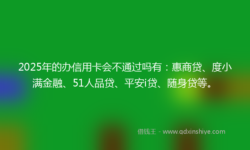 2025年的办信用卡会不通过吗有：惠商贷、度小满金融、51人品贷、平安i贷、随身贷等。