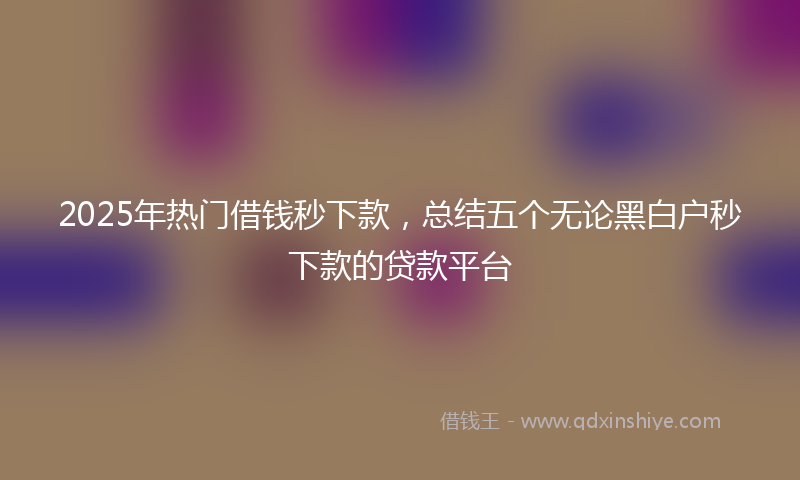 2025年热门借钱秒下款，总结五个无论黑白户秒下款的贷款平台