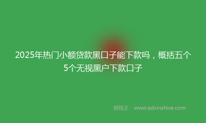 2025年热门小额贷款黑口子能下款吗，概括五个5个无视黑户下款口子