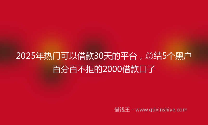 2025年热门可以借款30天的平台，总结5个黑户百分百不拒的2000借款口子