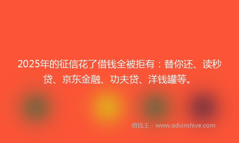 2025年的征信花了借钱全被拒有：替你还、读秒贷、京东金融、功夫贷、洋钱罐等。