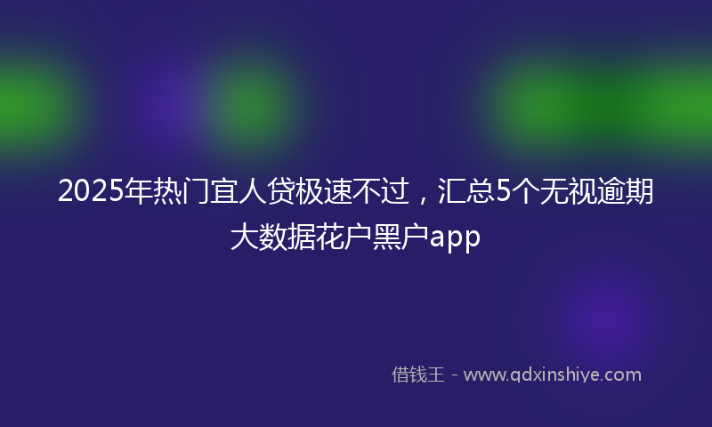 2025年热门宜人贷极速不过，汇总5个无视逾期大数据花户黑户app
