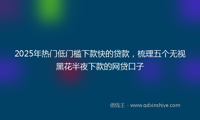 2025年热门低门槛下款快的贷款，梳理五个无视黑花半夜下款的网贷口子