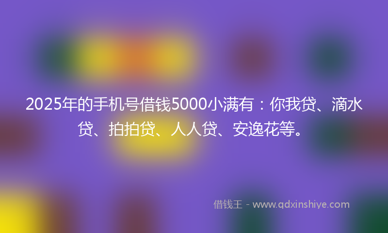 2025年的手机号借钱5000小满有：你我贷、滴水贷、拍拍贷、人人贷、安逸花等。