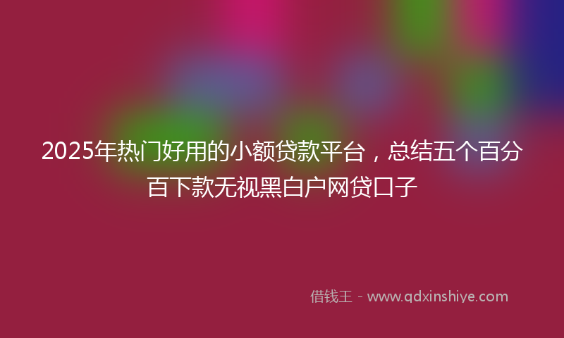 2025年热门好用的小额贷款平台，总结五个百分百下款无视黑白户网贷口子