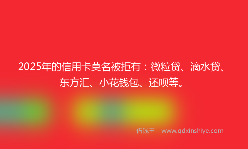 2025年的信用卡莫名被拒有：微粒贷、滴水贷、东方汇、小花钱包、还呗等。
