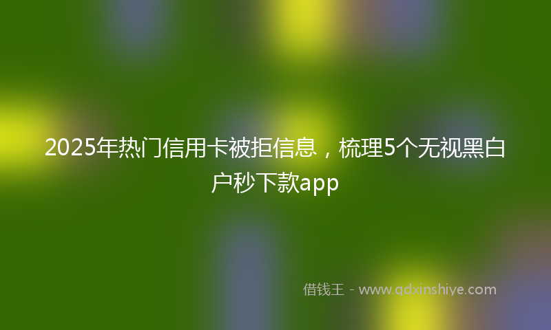 2025年热门信用卡被拒信息，梳理5个无视黑白户秒下款app