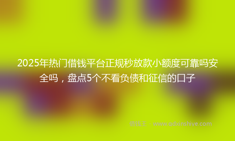 2025年热门借钱平台正规秒放款小额度可靠吗安全吗，盘点5个不看负债和征信的口子