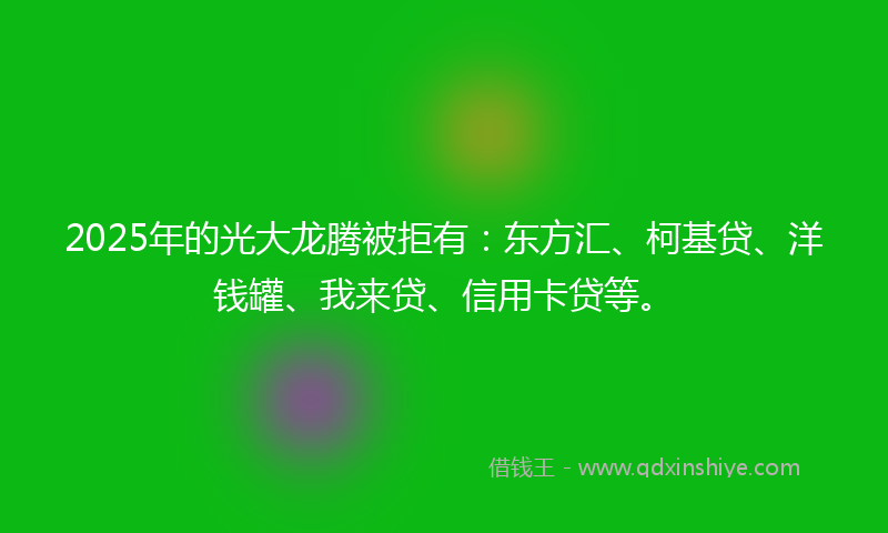 2025年的光大龙腾被拒有：东方汇、柯基贷、洋钱罐、我来贷、信用卡贷等。