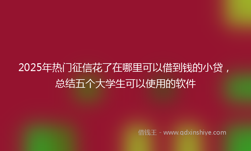 2025年热门征信花了在哪里可以借到钱的小贷，总结五个大学生可以使用的软件