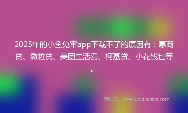 2025年的小鱼免审app下载不了的原因有：惠商贷、微粒贷、美团生活费、柯基贷、小花钱包等。