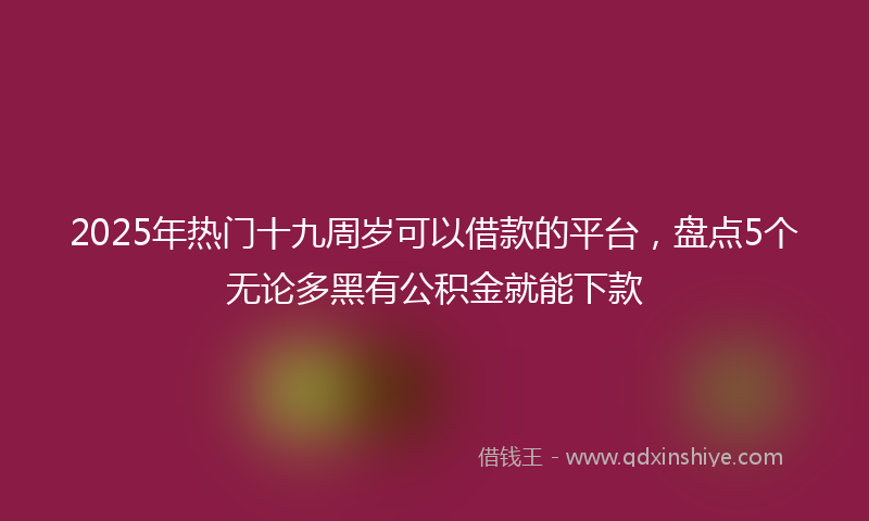 2025年热门十九周岁可以借款的平台，盘点5个无论多黑有公积金就能下款