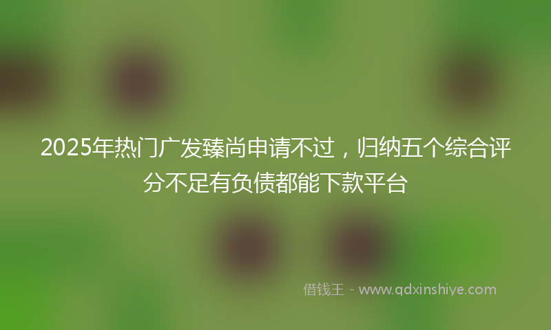 2025年热门广发臻尚申请不过，归纳五个综合评分不足有负债都能下款平台