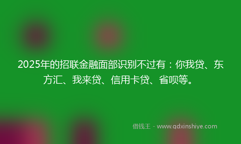 2025年的招联金融面部识别不过有：你我贷、东方汇、我来贷、信用卡贷、省呗等。
