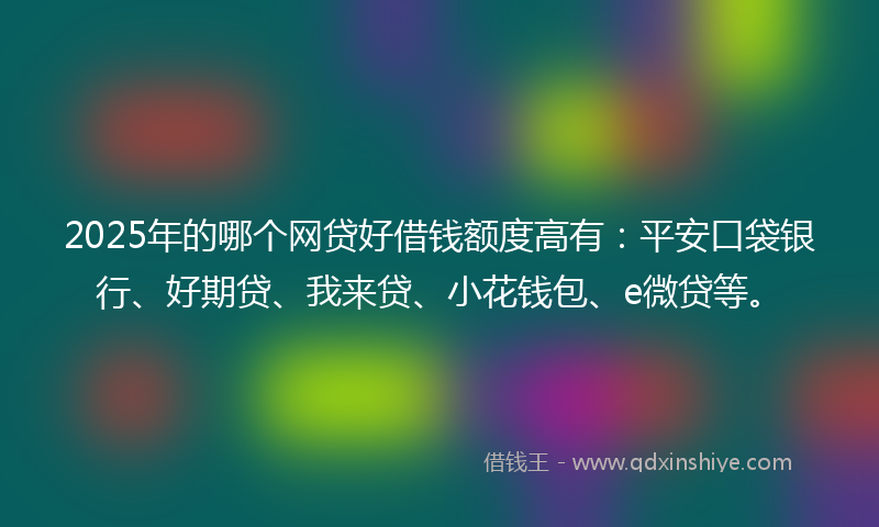 2025年的哪个网贷好借钱额度高有：平安口袋银行、好期贷、我来贷、小花钱包、e微贷等。