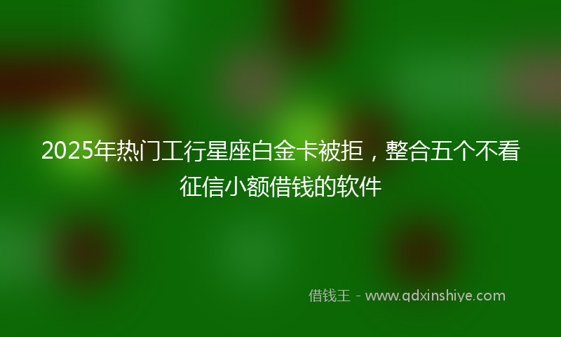2025年热门工行星座白金卡被拒，整合五个不看征信小额借钱的软件