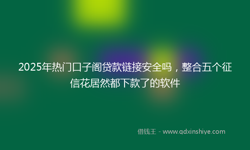 2025年热门口子阁贷款链接安全吗，整合五个征信花居然都下款了的软件