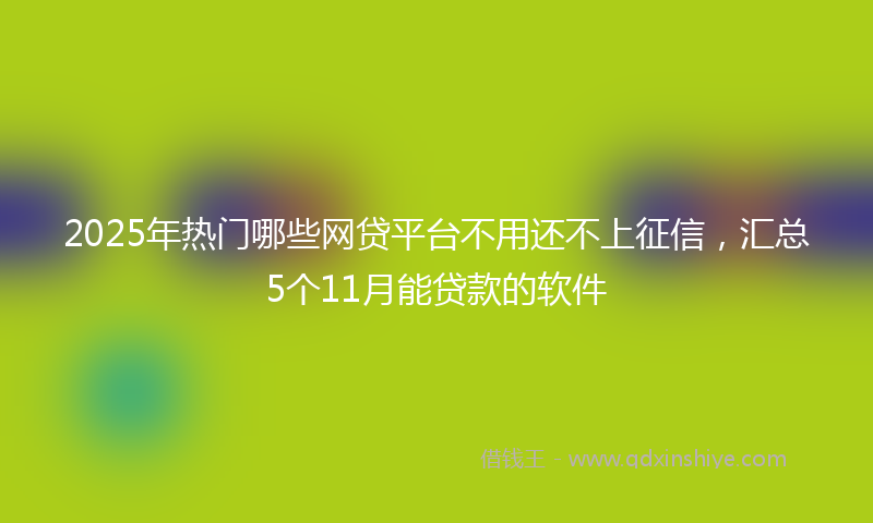 2025年热门哪些网贷平台不用还不上征信，汇总5个11月能贷款的软件