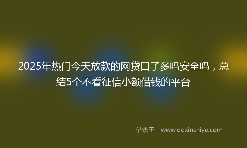 2025年热门今天放款的网贷口子多吗安全吗，总结5个不看征信小额借钱的平台