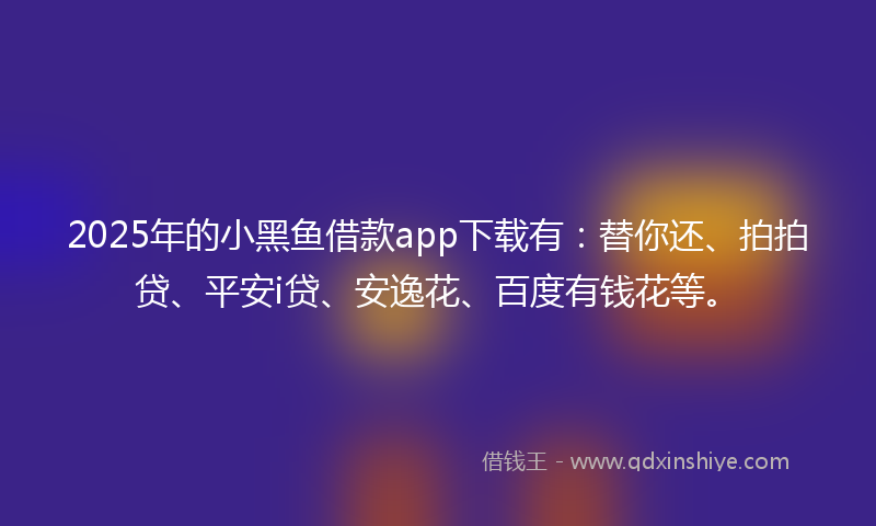 2025年的小黑鱼借款app下载有：替你还、拍拍贷、平安i贷、安逸花、百度有钱花等。