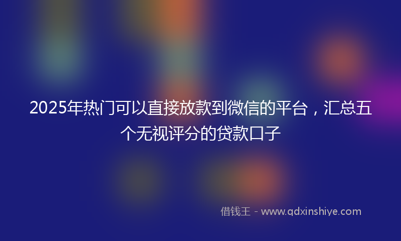 2025年热门可以直接放款到微信的平台，汇总五个无视评分的贷款口子