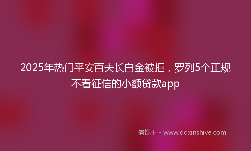 2025年热门平安百夫长白金被拒，罗列5个正规不看征信的小额贷款app