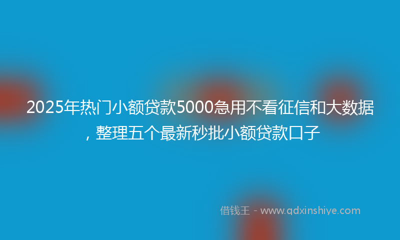 2025年热门小额贷款5000急用不看征信和大数据，整理五个最新秒批小额贷款口子