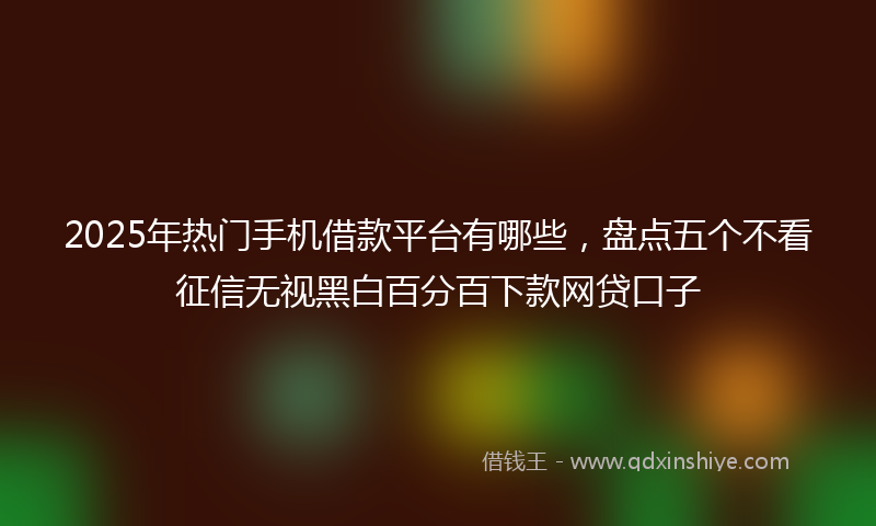 2025年热门手机借款平台有哪些，盘点五个不看征信无视黑白百分百下款网贷口子