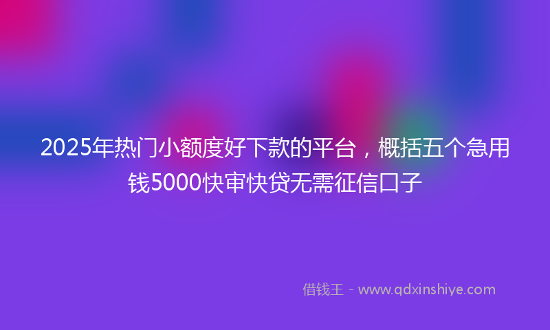 2025年热门小额度好下款的平台，概括五个急用钱5000快审快贷无需征信口子