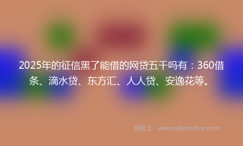 2025年的征信黑了能借的网贷五千吗有：360借条、滴水贷、东方汇、人人贷、安逸花等。