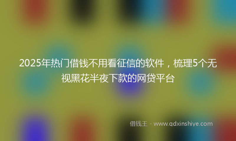 2025年热门借钱不用看征信的软件，梳理5个无视黑花半夜下款的网贷平台