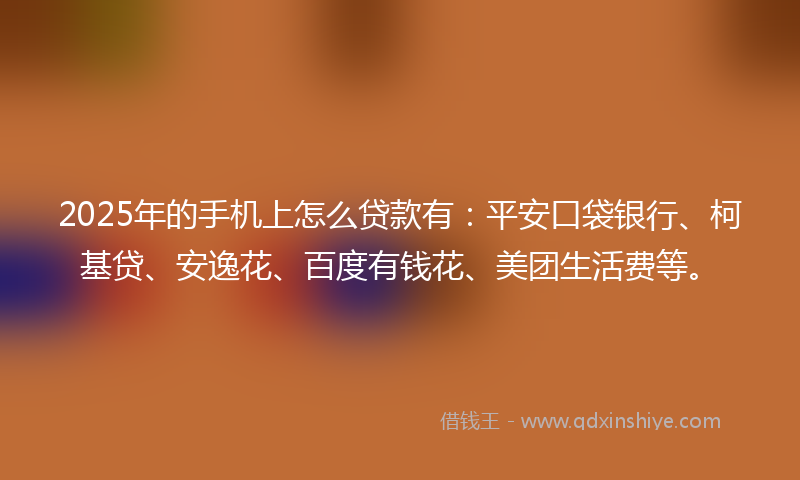2025年的手机上怎么贷款有：平安口袋银行、柯基贷、安逸花、百度有钱花、美团生活费等。