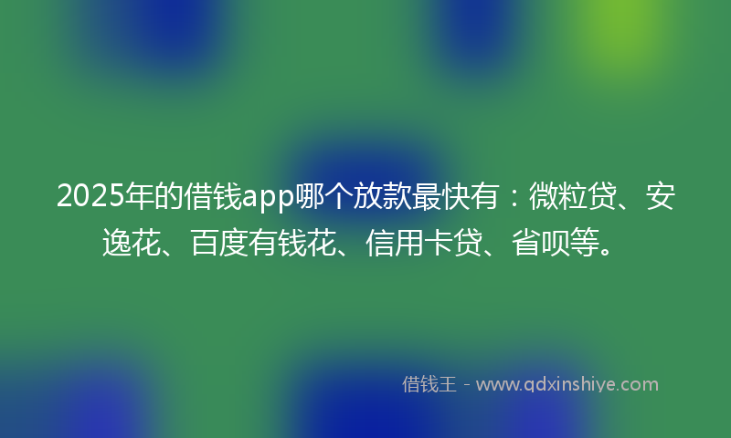 2025年的借钱app哪个放款最快有：微粒贷、安逸花、百度有钱花、信用卡贷、省呗等。