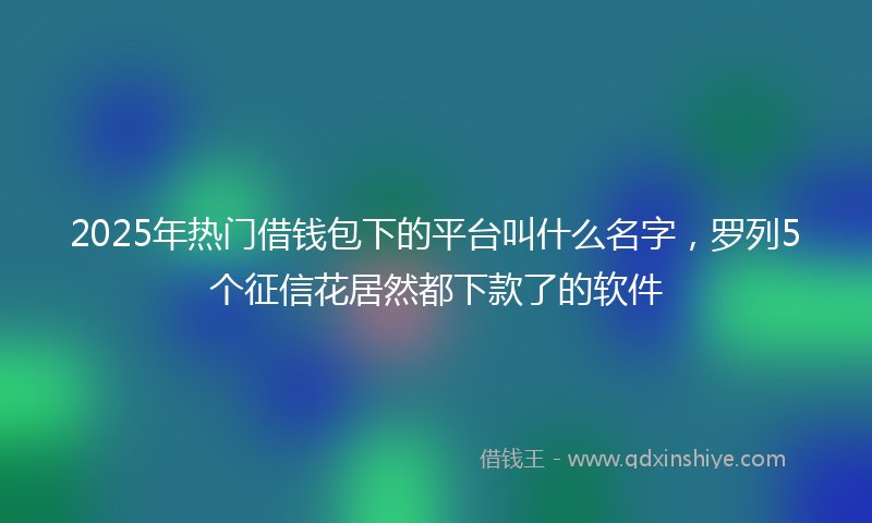 2025年热门借钱包下的平台叫什么名字，罗列5个征信花居然都下款了的软件