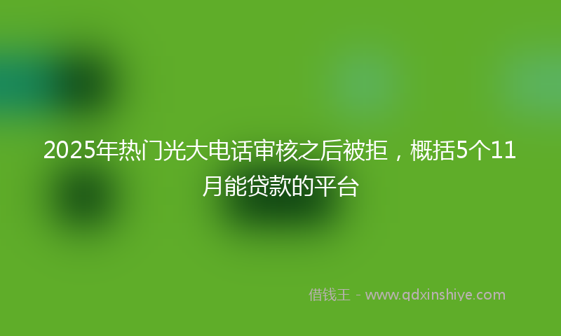 2025年热门光大电话审核之后被拒，概括5个11月能贷款的平台