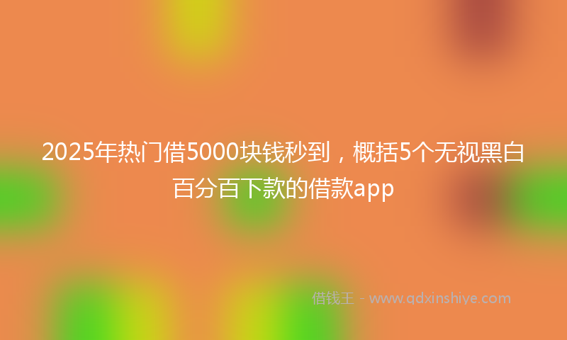 2025年热门借5000块钱秒到，概括5个无视黑白百分百下款的借款app
