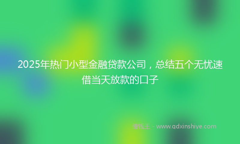 2025年热门小型金融贷款公司，总结五个无忧速借当天放款的口子