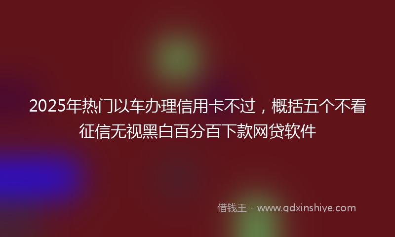 2025年热门以车办理信用卡不过，概括五个不看征信无视黑白百分百下款网贷软件
